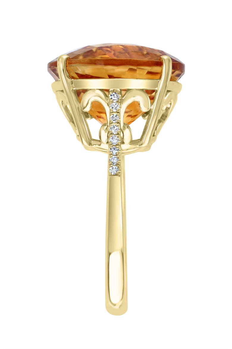 14K Yellow Gold Citrine & Diamond Classic Statement Ring, Alternate, color, 14K Gold