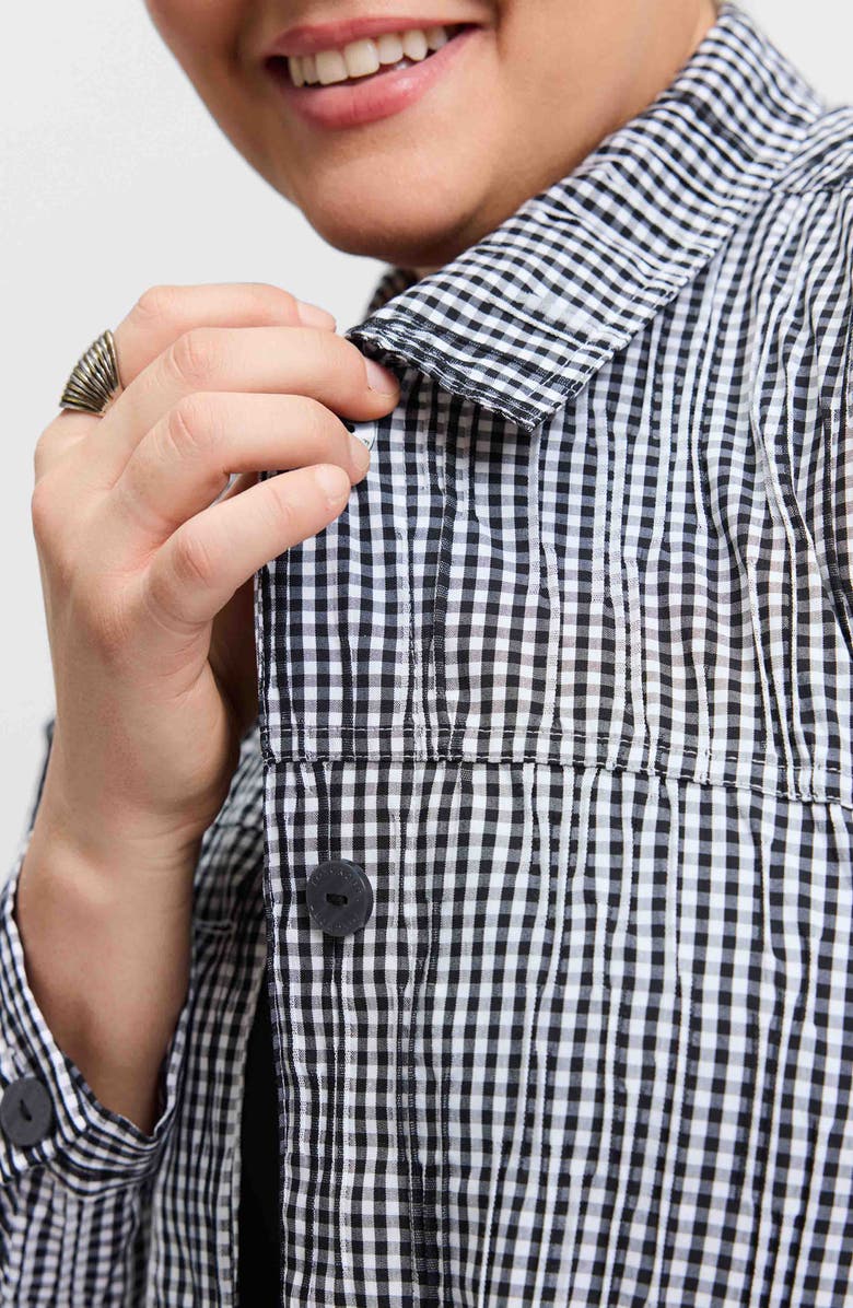 Foxcroft Thelma Gingham Crinkled Shirt Jacket, Alternate, color, 