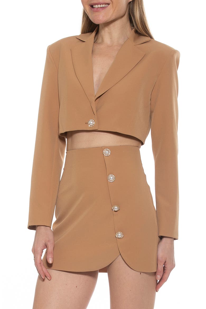 Jane Cropped Long Sleeve Jacket, Alternate, color, NUDE