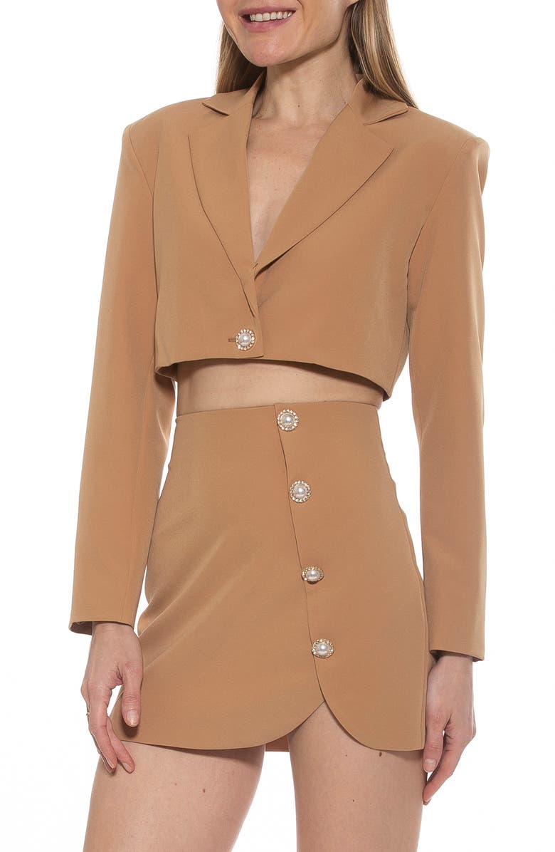 Alexia Admor Jane Cropped Long Sleeve Jacket, Alternate, color, Nude