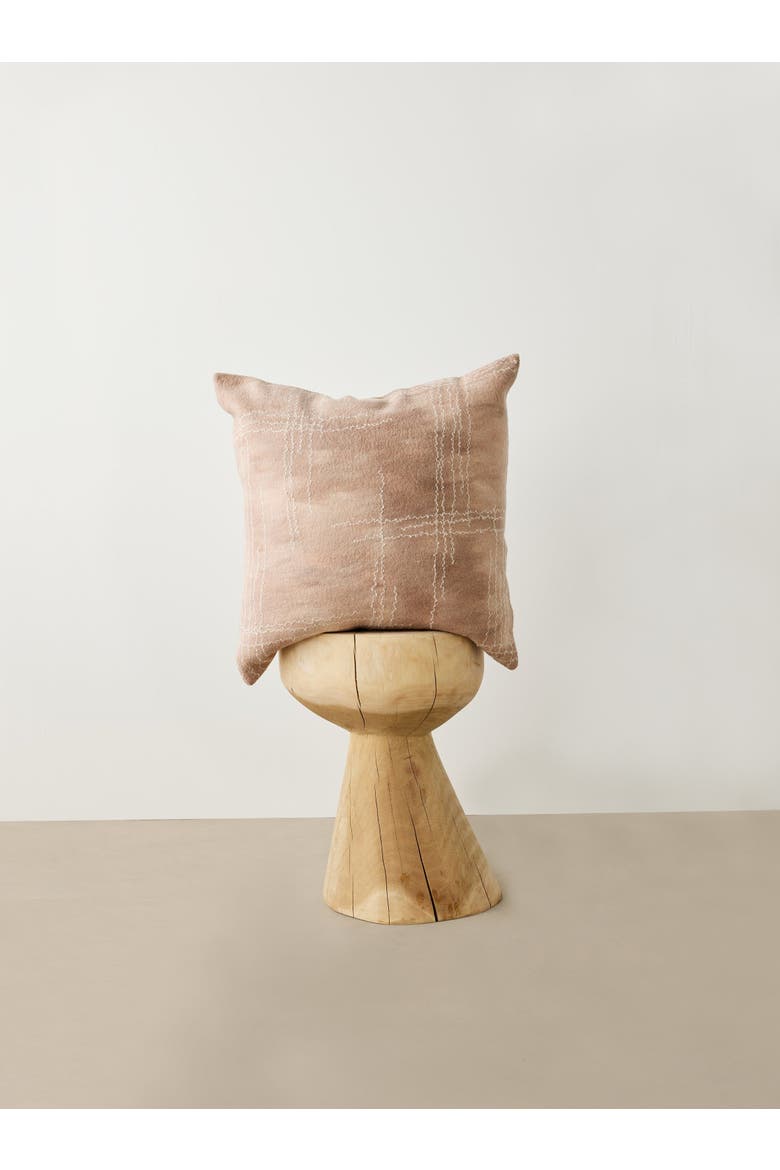 Linear Dusty Rose Hand-Felted Merino Wool Throw Pillow w/ Insert, Alternate, color, Dusty Rose