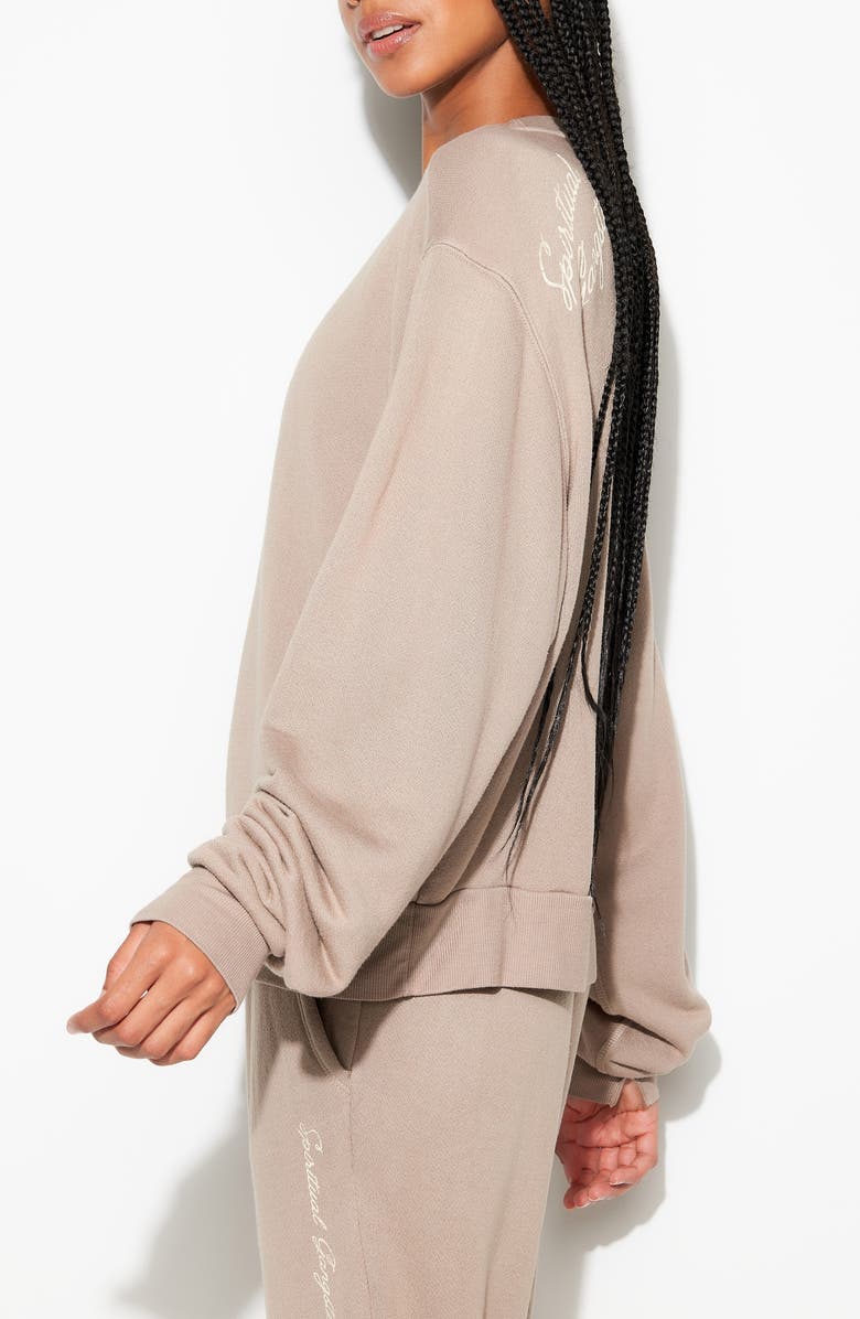 Spiritual Gangster Insignia Bardot Sweatshirt, Alternate, color, Moon Rock