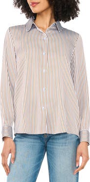 Vince Camuto Satin Long Sleeve Button-Up Shirt