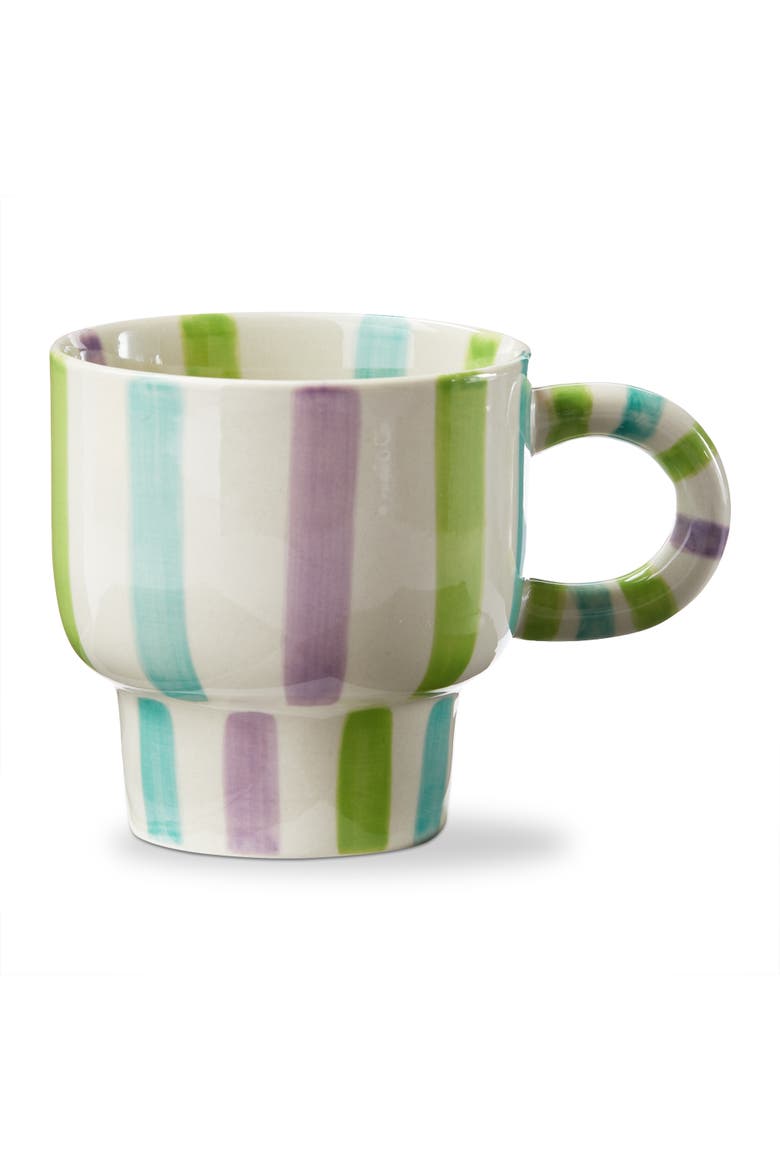 Ava Stripe Stoneware Mug Green Multi 12 oz, Main, color, Green
