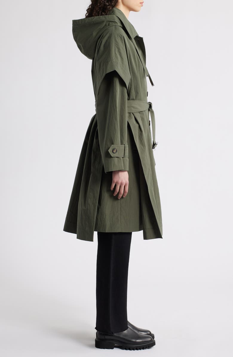 Bernardo Longline Belted Raincoat, Alternate, color, Olive