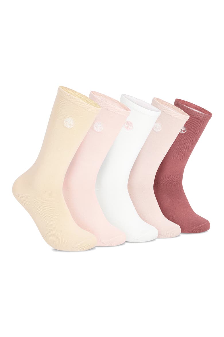 Super Soft Assorted Pack of 5 Crew Socks, Main, color, PINK SALT ASSORTED