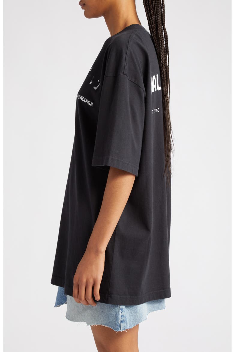 Hand Drawn Logo Oversize Cotton Graphic T-Shirt, Alternate, color, BLACK/ WHITE