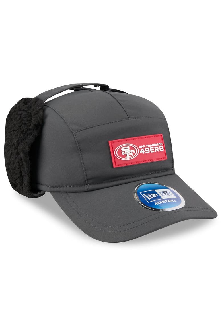 Men's New Era Charcoal San Francisco 49ers 2025 Sideline Cold Weather Runner Dog Ear Adjustable Hat, Alternate, color, Charcoal