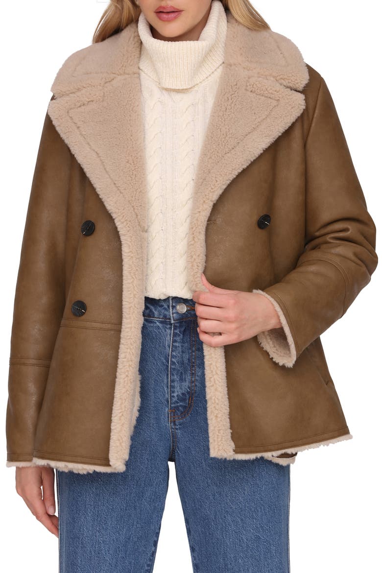 Faux Shearling Coat, Main, color, ARTICHOKE