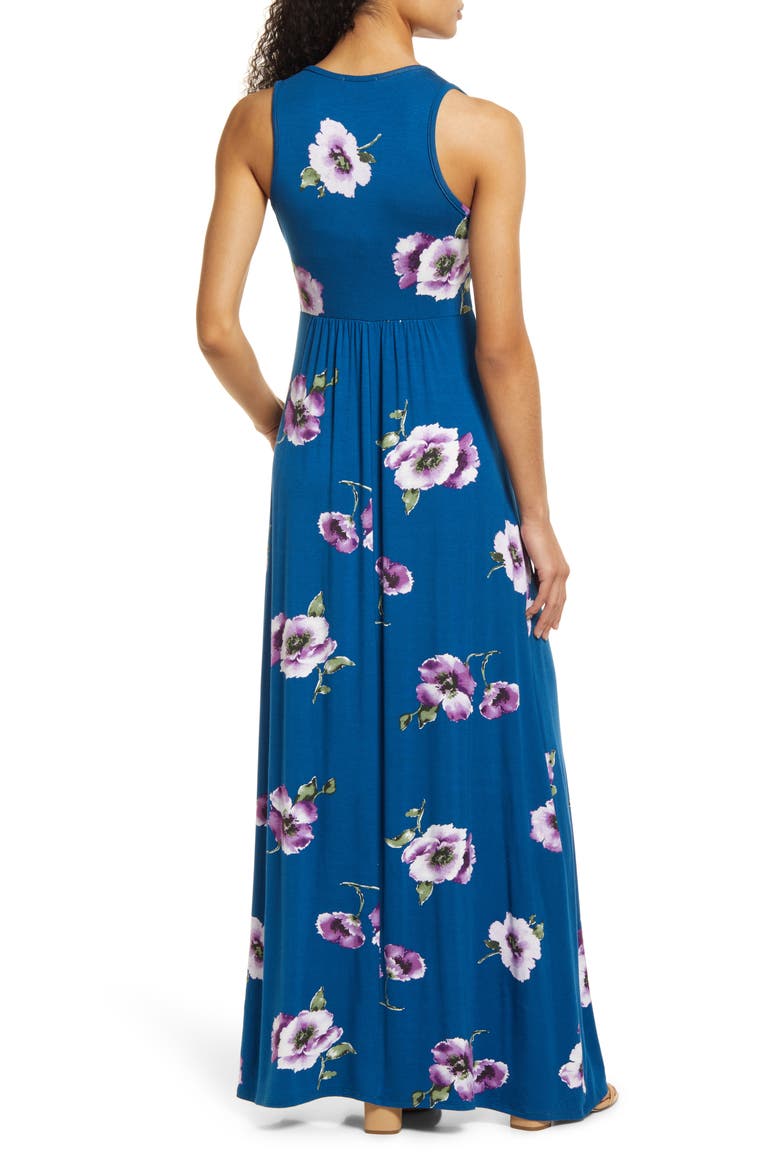 Floral Empire Waist Maxi Dress, Alternate, color, TEAL