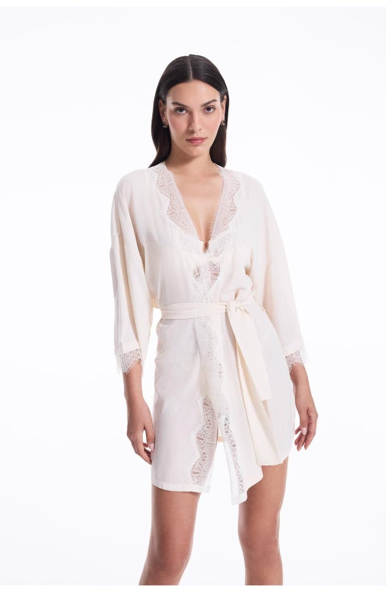 House Of Silk Caroline Chiffon Robe, Main, color, Beige