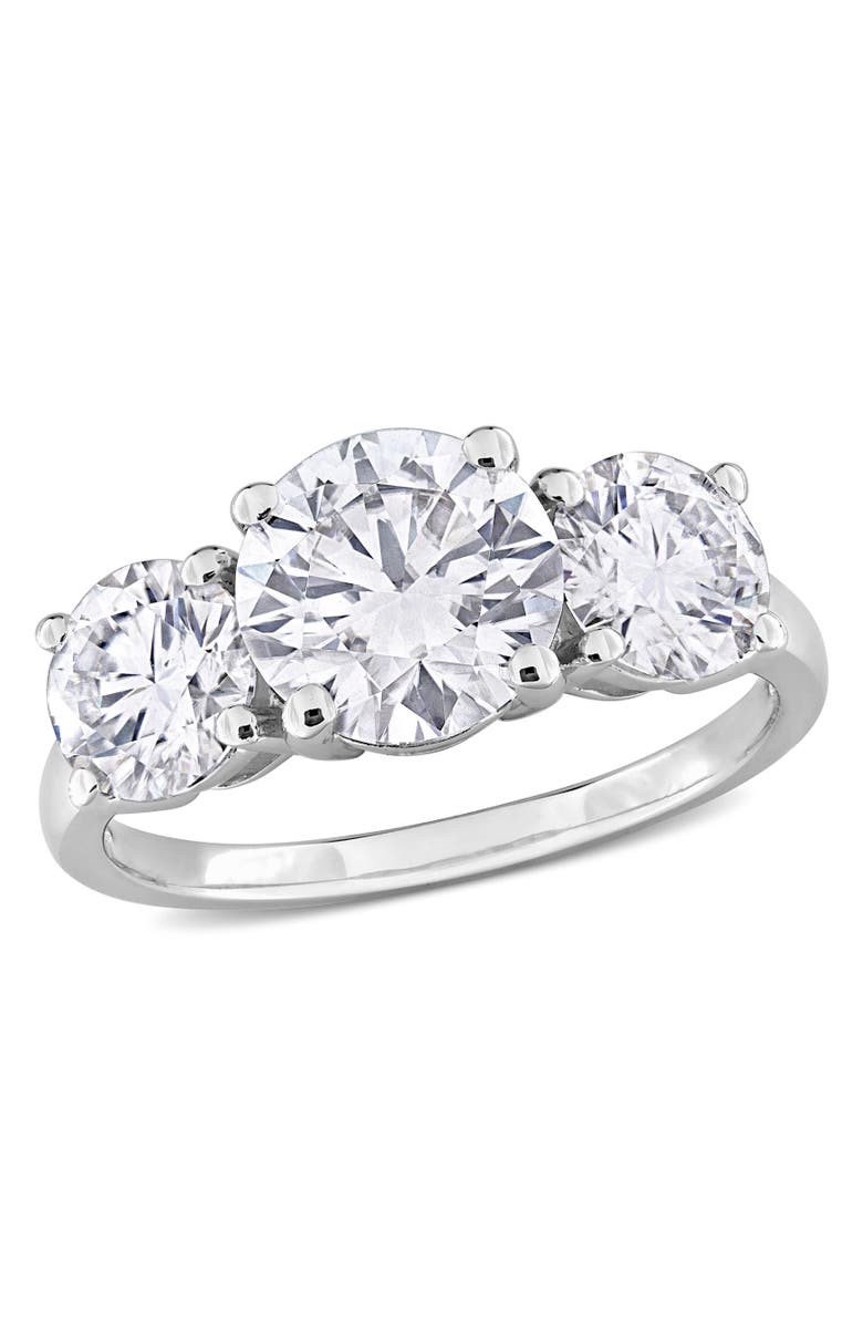 Julianna B. Moissanite 3-Stone Ring Sterling Silver, Main, color, Sterling Silver