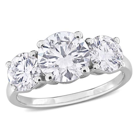 Moissanite 3-Stone Ring Sterling Silver