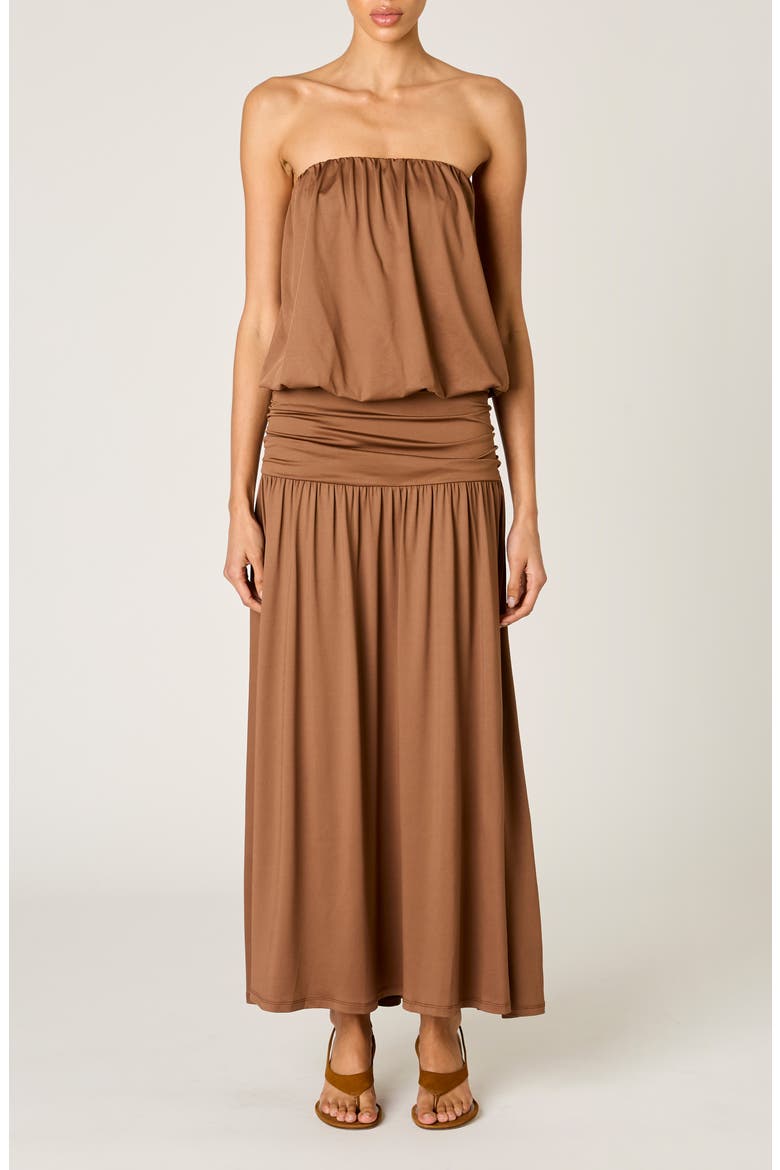 La Cienega Strapless Blouson Maxi Dress, Main, color, SABLE