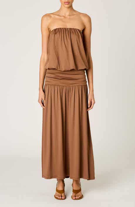 La Cienega Strapless Blouson Maxi Dress