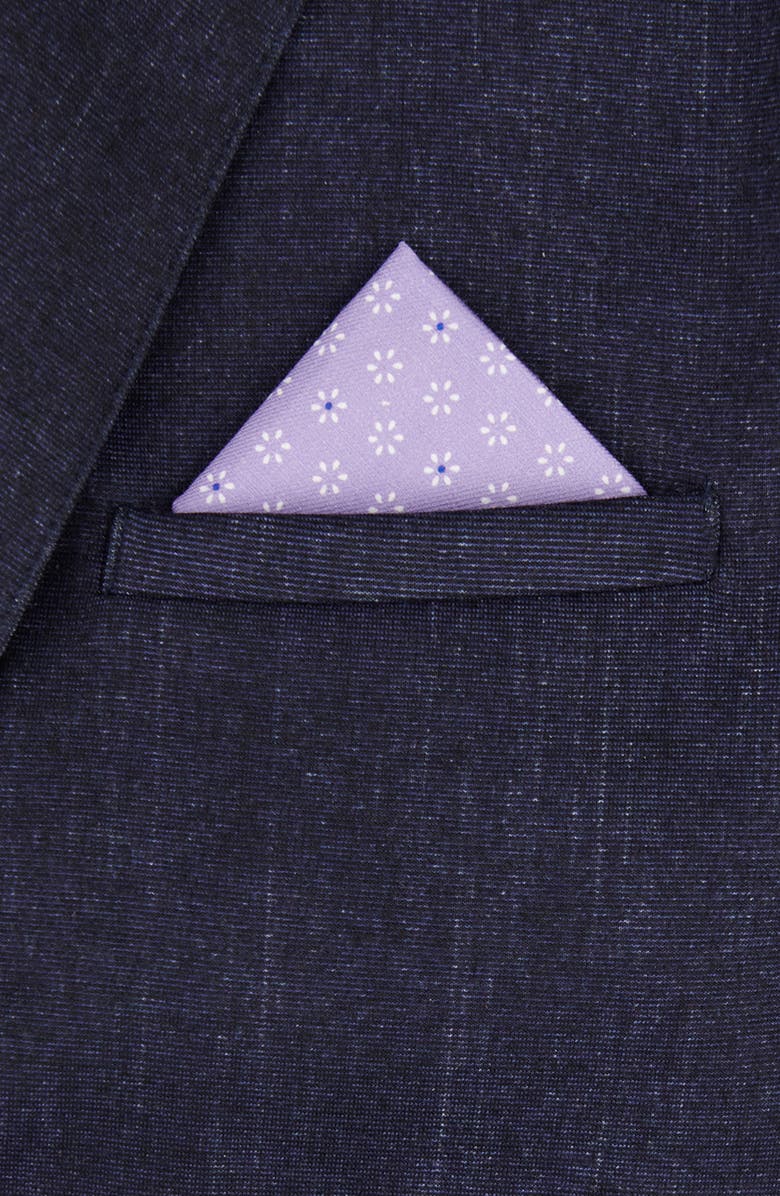 Brooklyn Brigade Men's Geo Flower Cotton Pocket Square, Alternate, color, Lilac