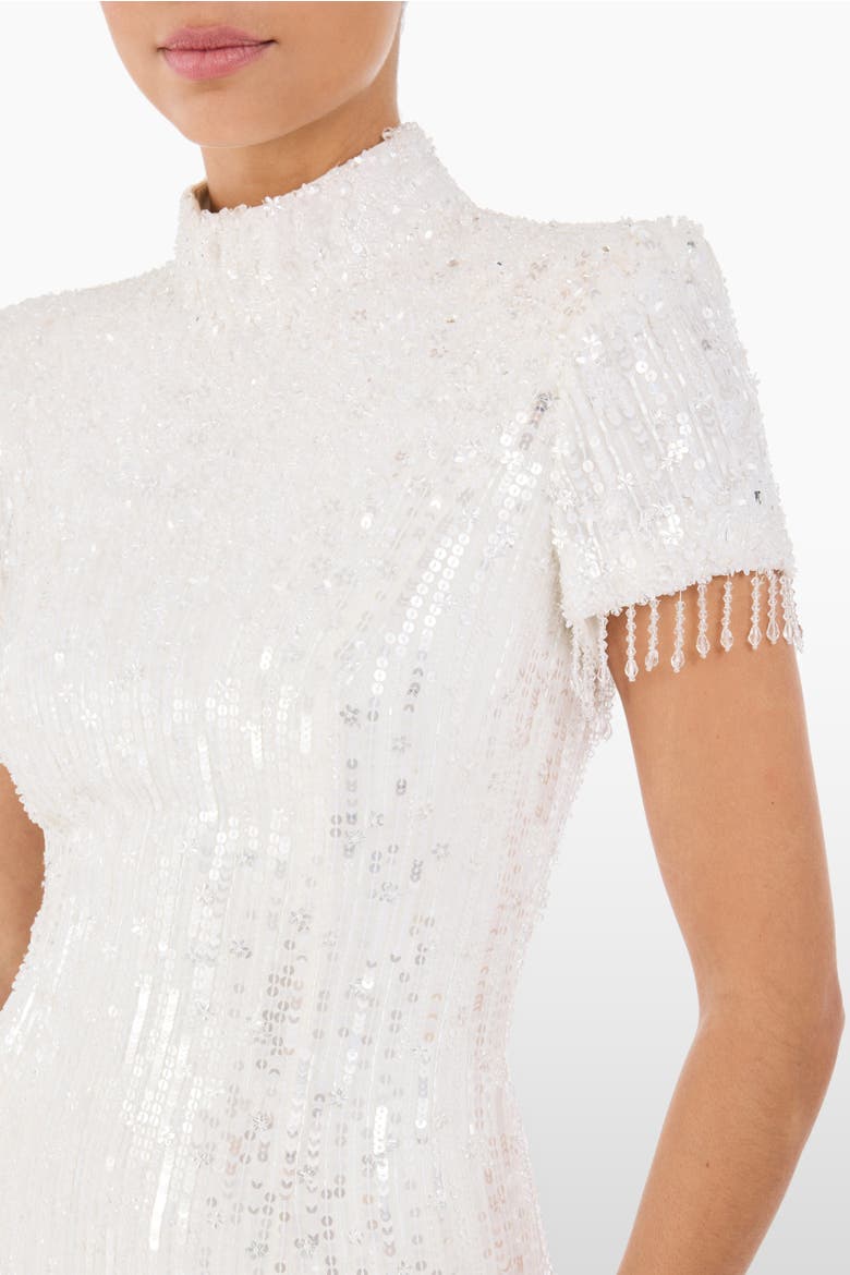 Madeleine Sequin Beaded Dress, Alternate, color, Ivory