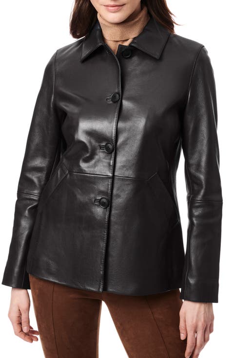 Button Front Leather Barn Jacket