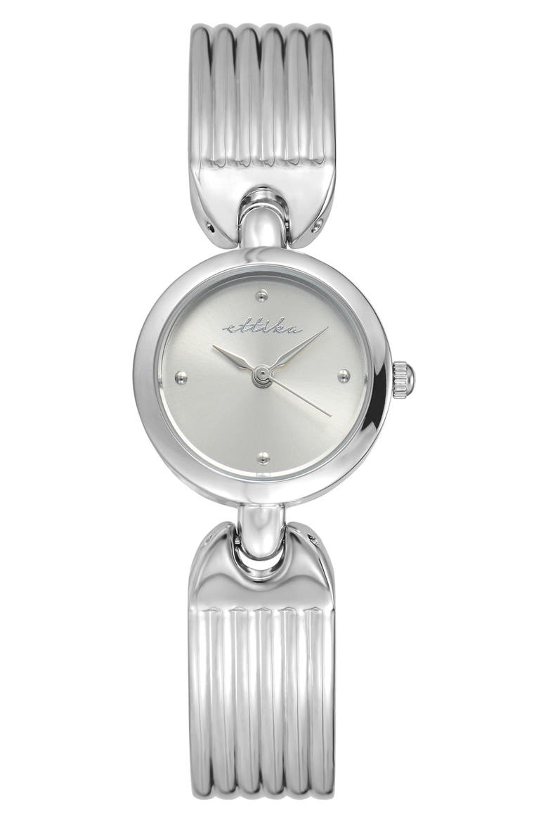 Ribbed Quartz Bracelet Watch, 24mm x 33.5mm, Main, color, VANILLA AND SILVER