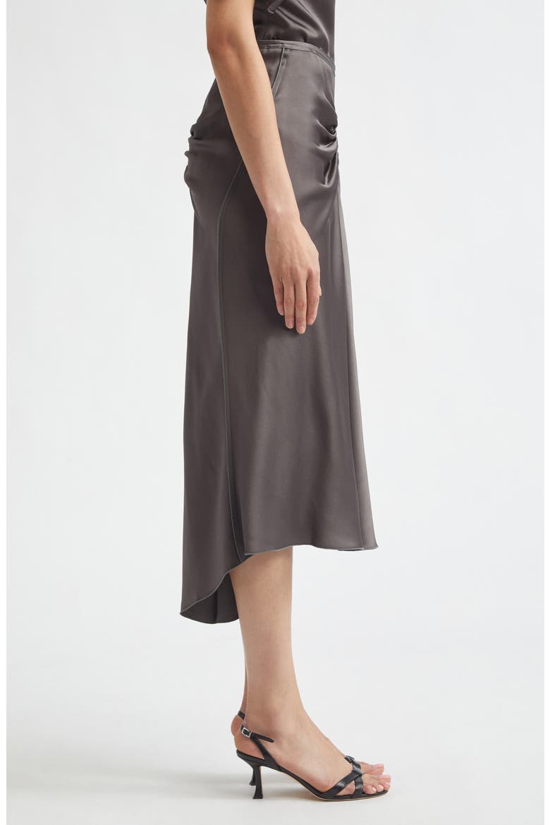 Gathered Satin Midi Skirt, Alternate, color, ORE