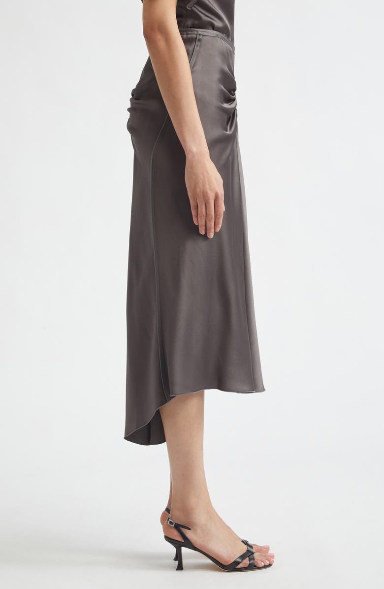 Victoria Beckham Gathered Satin Midi Skirt, Alternate, color, Ore
