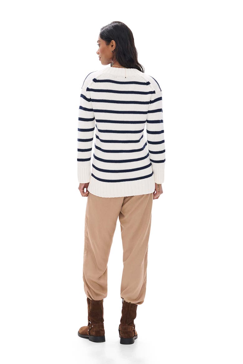 Striped V-Neck Sweater, Alternate, color, CREAM