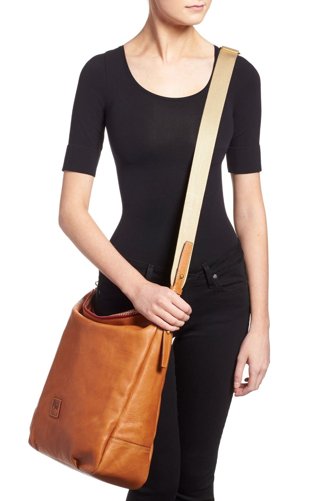 'Tilton' Leather Crossbody Bag, Alternate, color, NATRUAL
