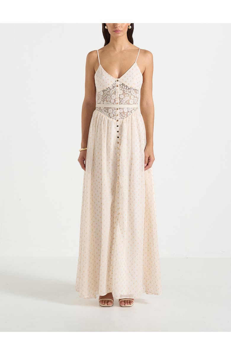 Manière De Voir Rosie Lace Corset Maxi Dress, Alternate, color, Cream