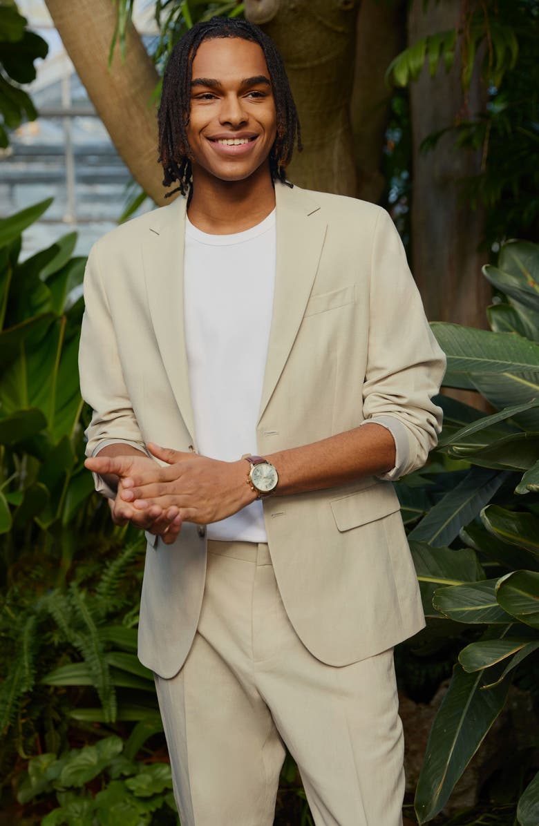 Open Edit Linen Blend Pants, Alternate, color, Black