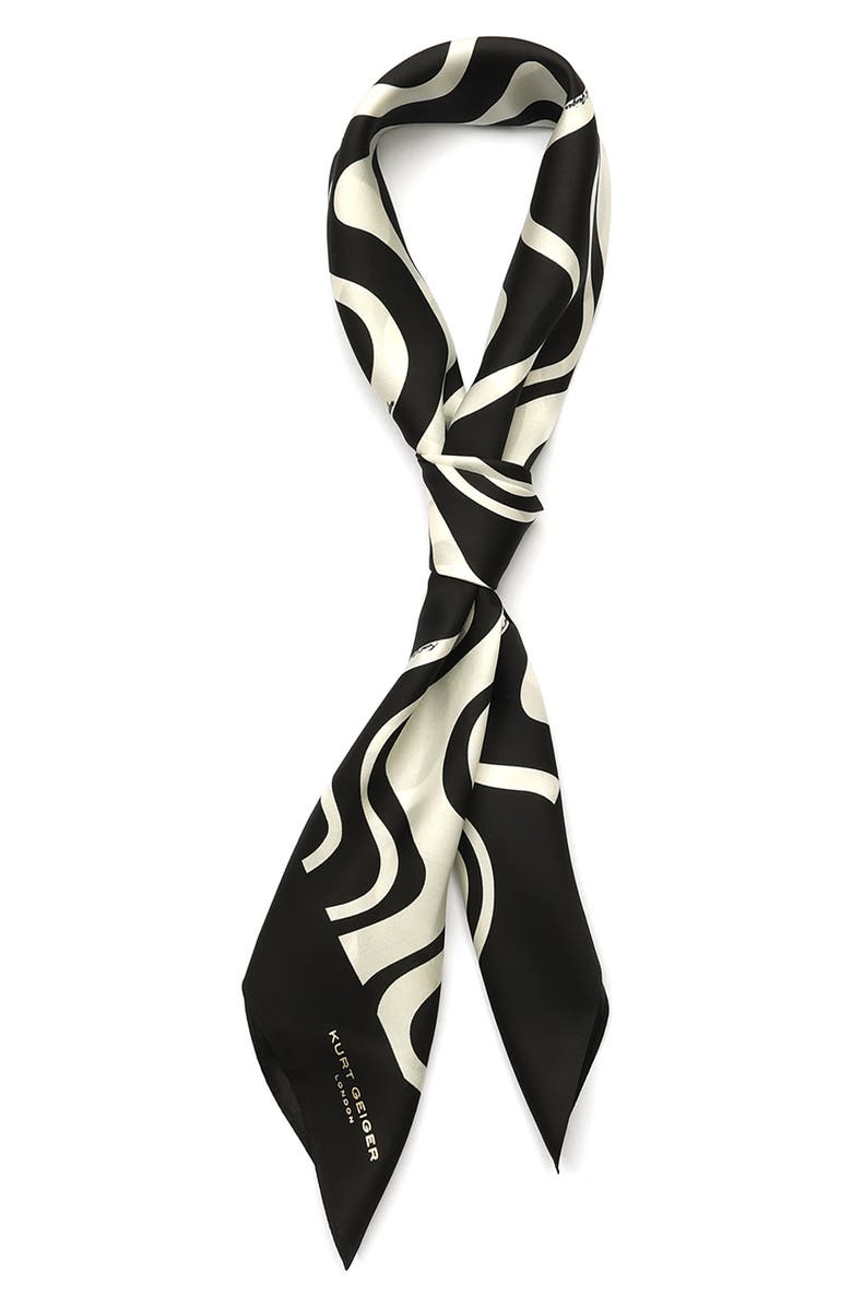 Kurt Geiger London Monochrome Wave Square Scarf, Alternate, color, Black