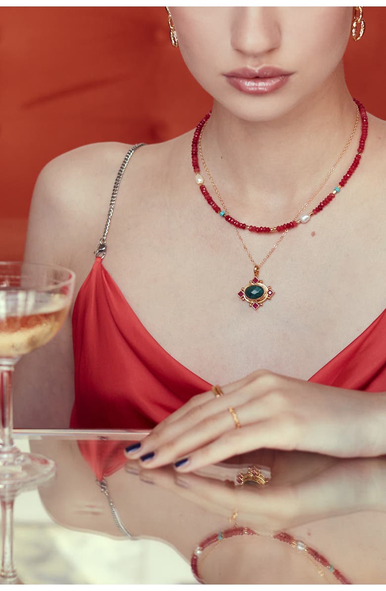 Ottoman Hands Raina Pendant Necklace, Alternate, color, Gold