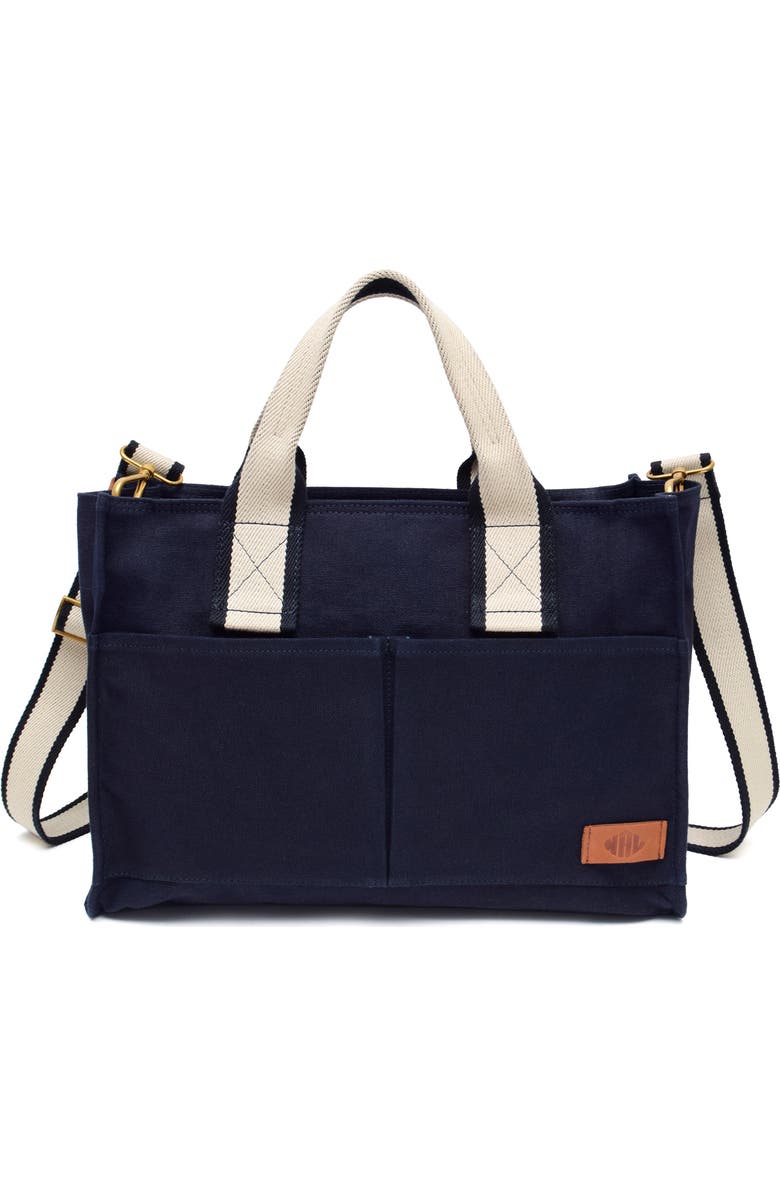 New Amsterdam Leatherworks Zinia Satchel Bag, Main, color, Midnight/ Ivory