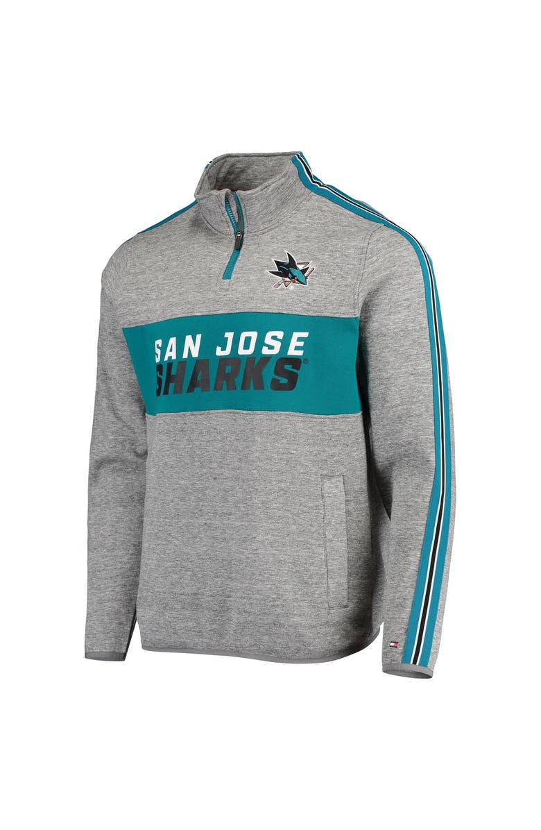 Tommy Hilfiger Men's Tommy Hilfiger Heathered Gray San Jose Sharks Mario Quarter-Zip Jacket, Alternate, color, 