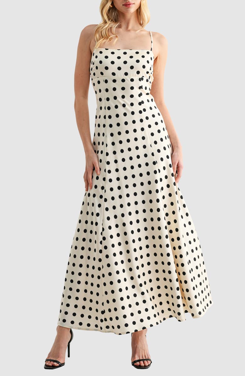 Lush Polka Dot Maxi Dress, Alternate, color, Cream Black Dot