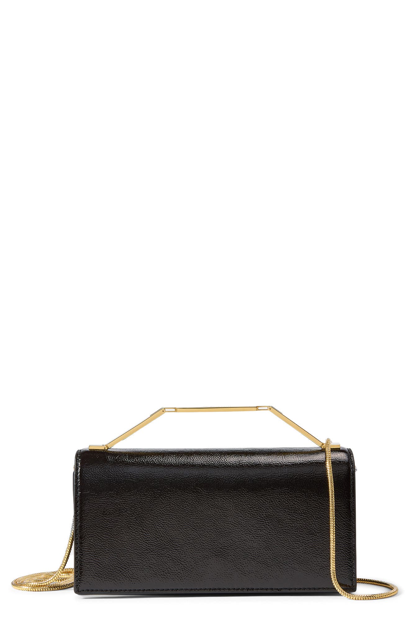 Veronica Beard Barre Patent Leather Clutch, Main, color, Black