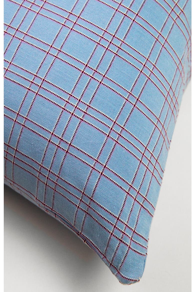 Chiapas Plaid Handwoven Cotton Lumbar Throw Pillow, Alternate, color, Light Blue Plaid