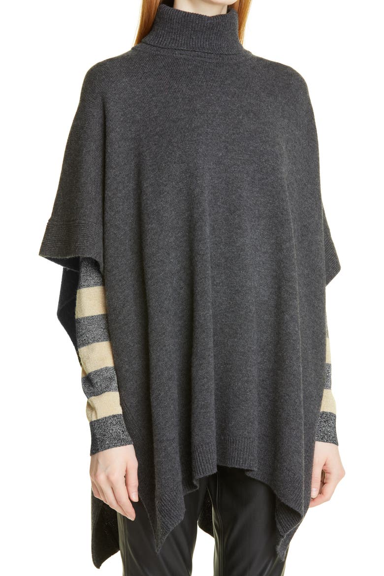 Landera Wool & Cashmere Poncho, Alternate, color, MED GY