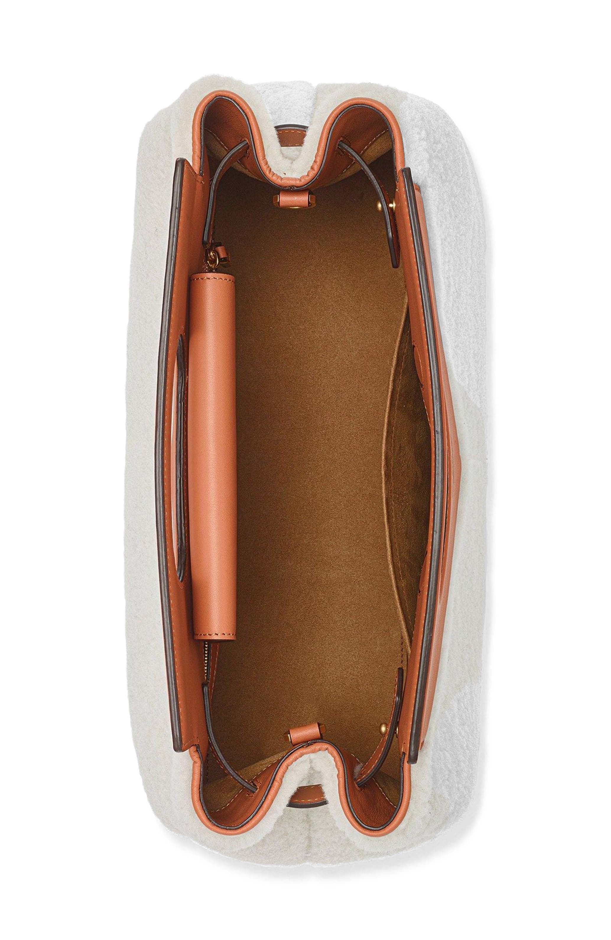 MCM Soft Diamond Shoulder Bag in Shearling and Leather, Alternate, color, 