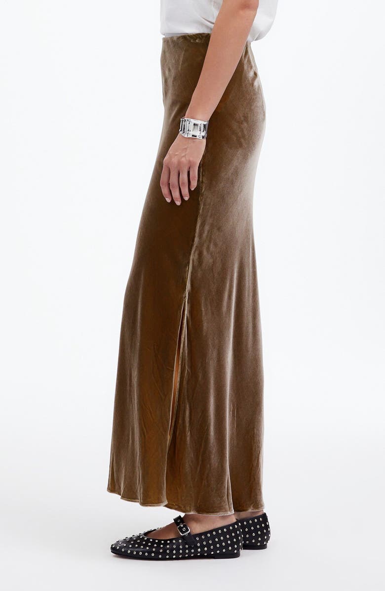 Madewell Velvet Maxi Slip Skirt, Alternate, color, Irridescent Grey