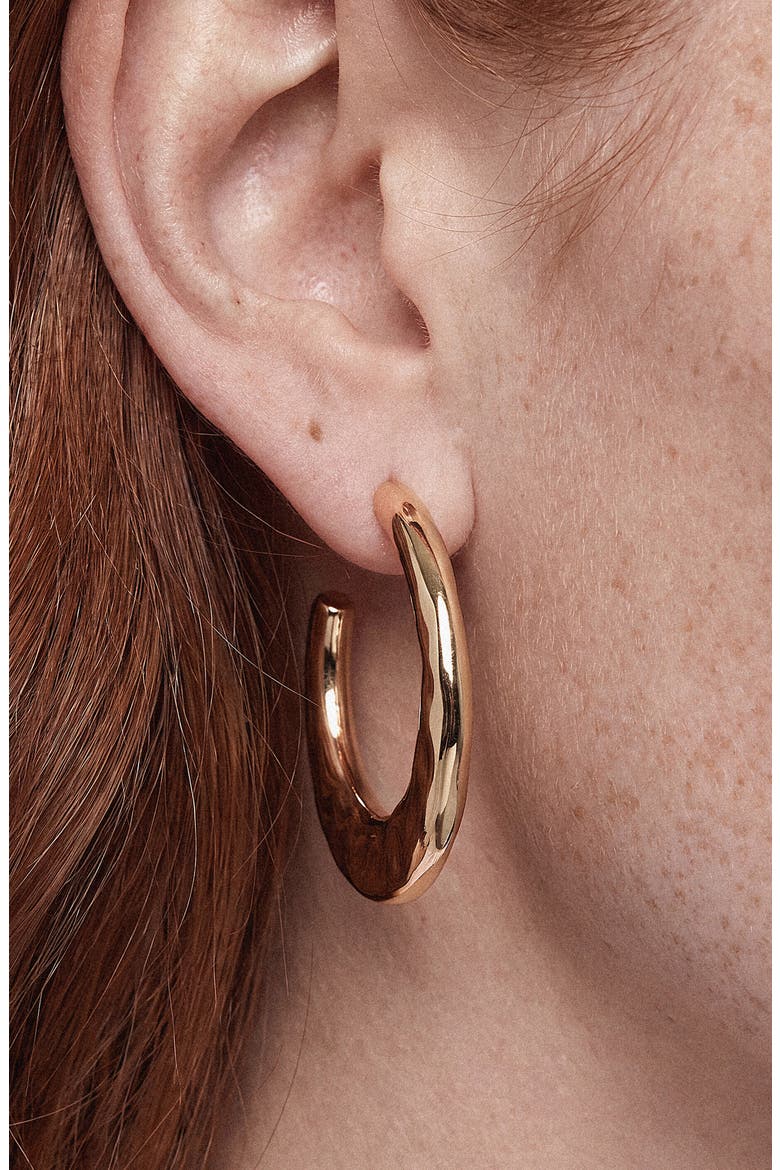 Hammered Half Hoop Earrings, Alternate, color, GOLD