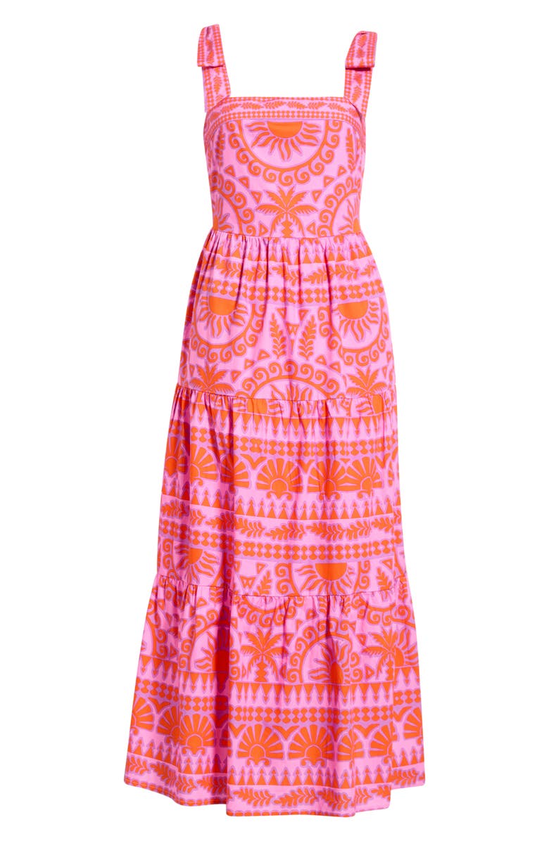 SUGARLIPS Tarie Emely Tiered Cotton Maxi Dress, Main, color, Pink-Orange