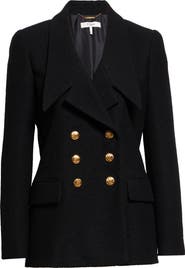 Chloé Fitted Double Breasted Wool Blend Bouclé Blazer