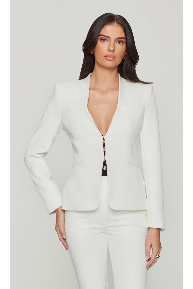 Sebas Peplum Crepe Jacket, Main, color, White