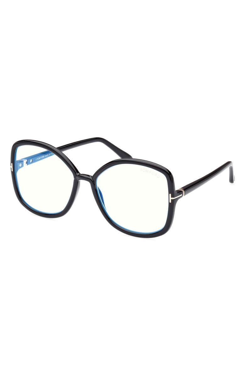 TOM FORD 56mm Butterfly Blue Light Blocking Glasses, Alternate, color, 