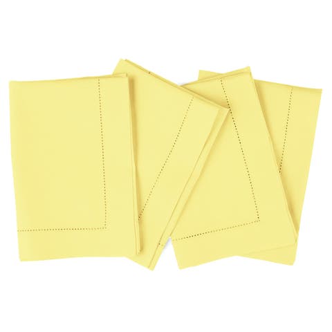 Cotton Linen Hemstitch Dinner Napkins Set of 4, 20 x 20"