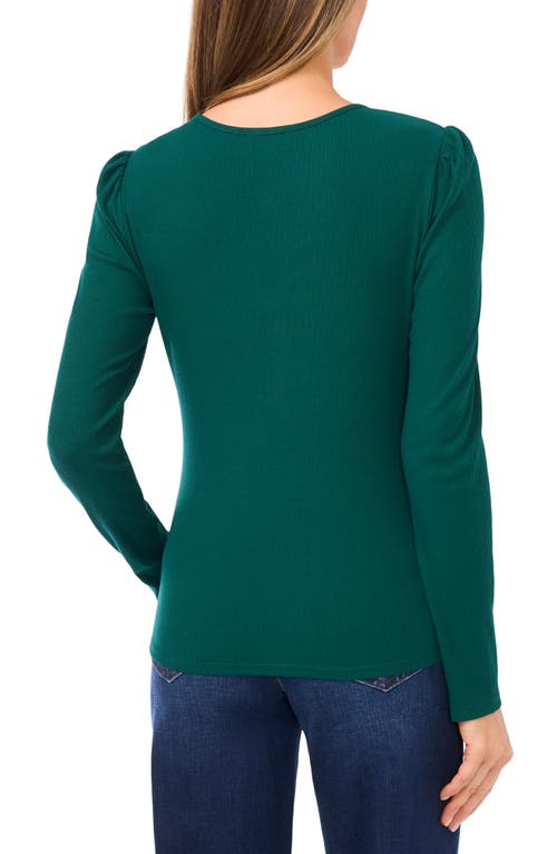 Cece Keyhole Rib Top In Green