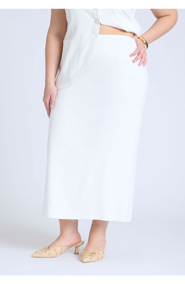 ELOQUII Linen Blend Column Skirt, Alternate, color, Snow White