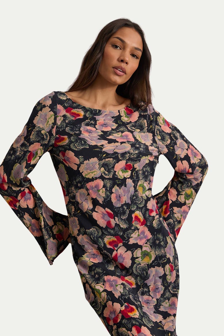 Floral Bias Cut Scoop Back Midaxi Dress, Alternate, color, Floral