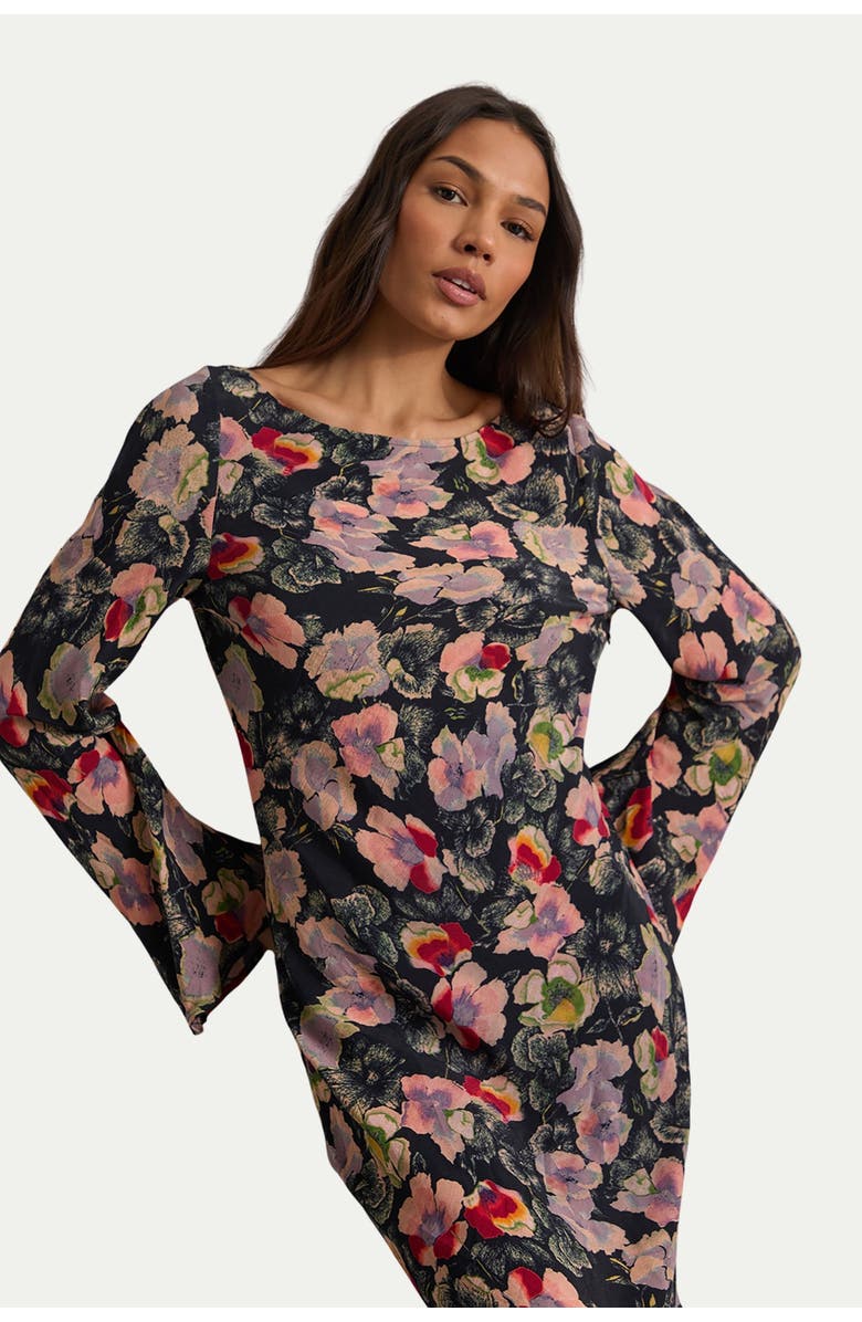 Warehouse Floral Bias Cut Scoop Back Midaxi Dress, Alternate, color, Floral
