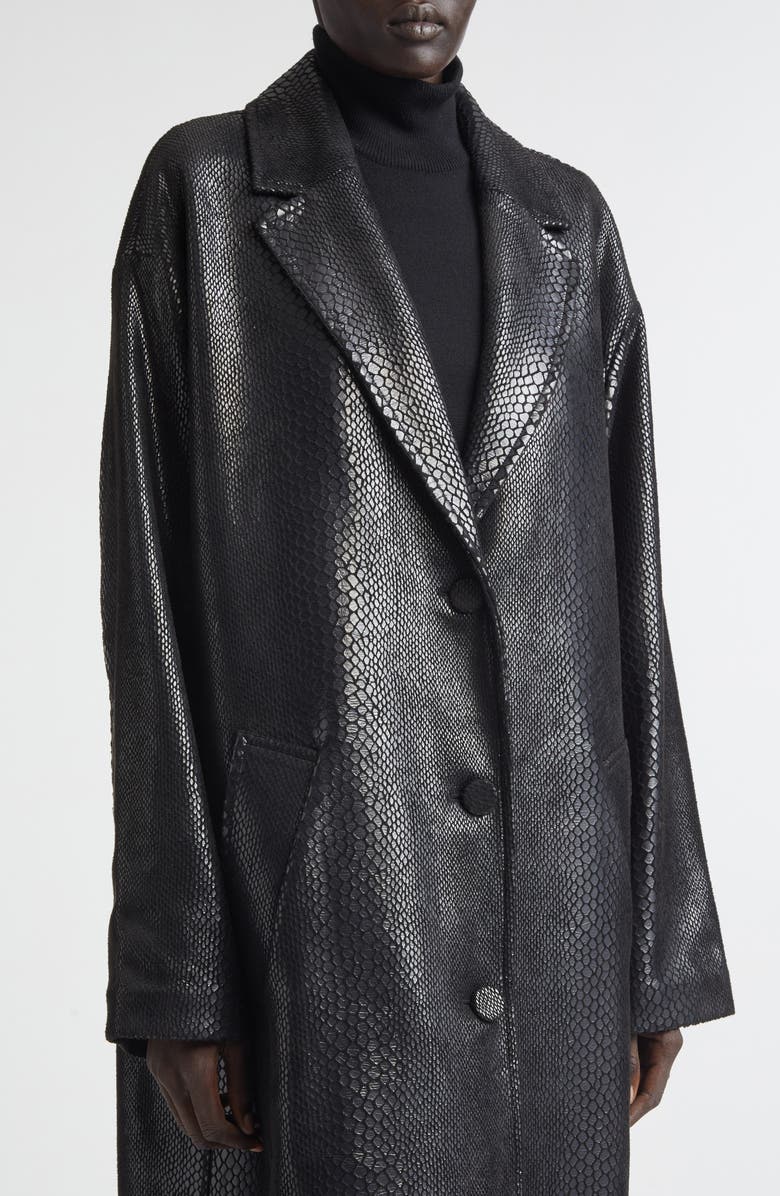 Stand Studio Oceana Reptile Embossed Faux Leather Coat, Alternate, color, Black